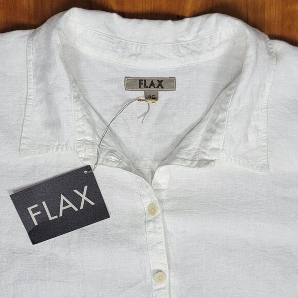 Flax Women's White Linen Button Down Shirt - Size 24-26 - Picture 8 of 9